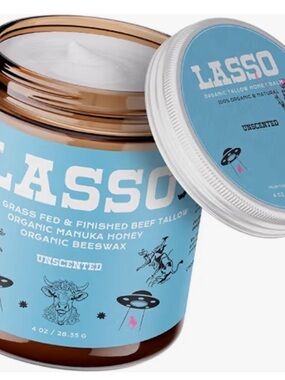 NEW LASSO Skin Beef Tallow Face Moisturizer Grass Fed Honey Balm 4oz Beeswax
